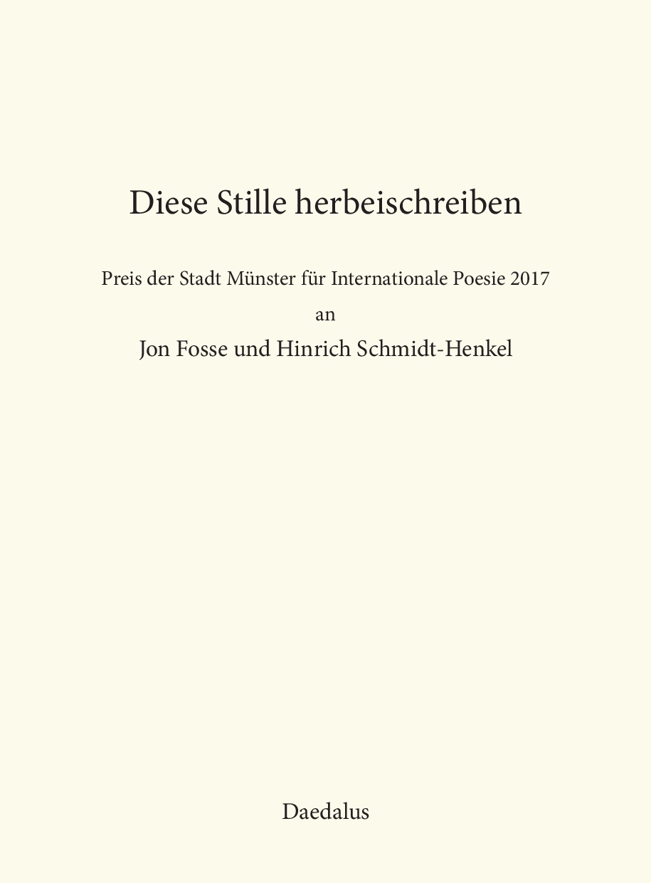 Poesiepreis Münster 2017 Daedalus Verlag Münster